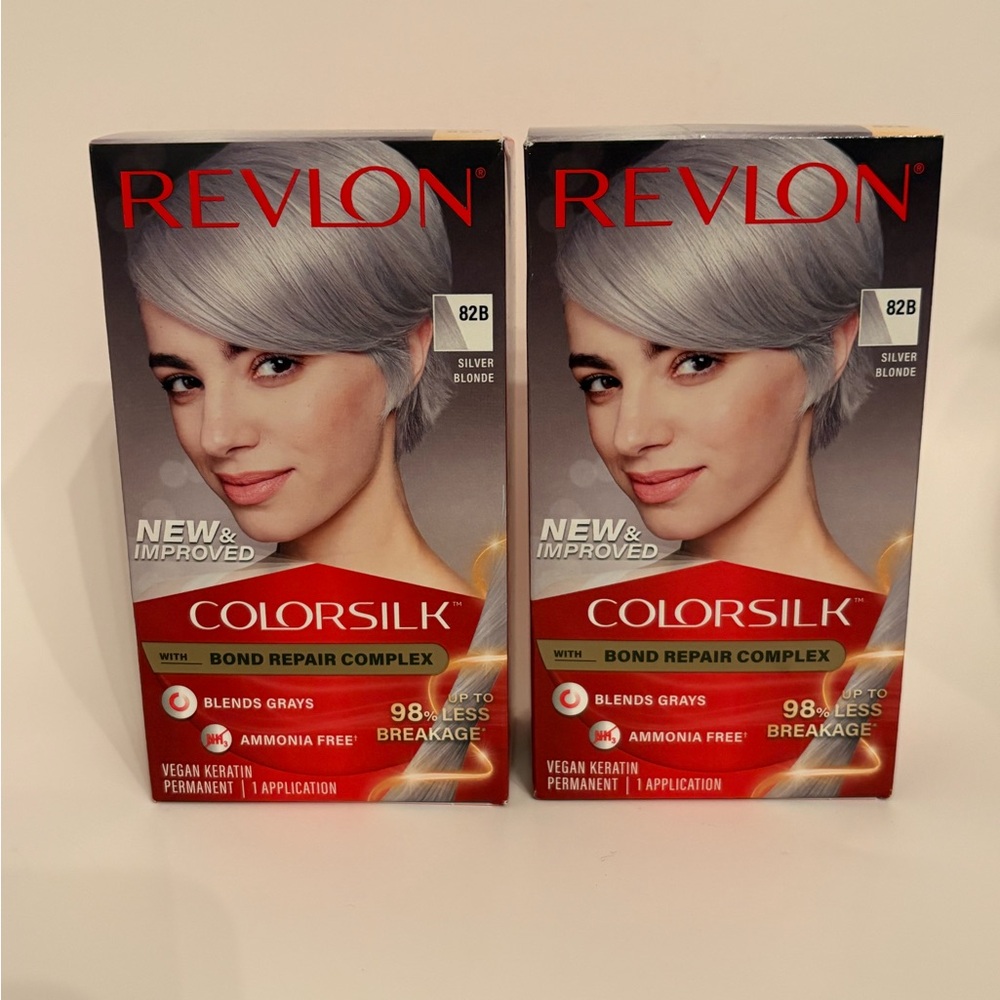 New Revlon Colorsilk Hair Dye Silver Blonde 82B 2 Pack Bundle Hair Color